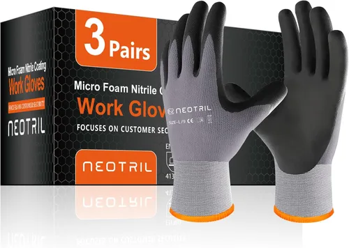 Miniatura 15 de NEOTRIL - Guantes de trabajo de seguridad con revestimiento de nitrilo de microespuma, 3/6/12/36 pares, guantes de nailon transpirable para hombres