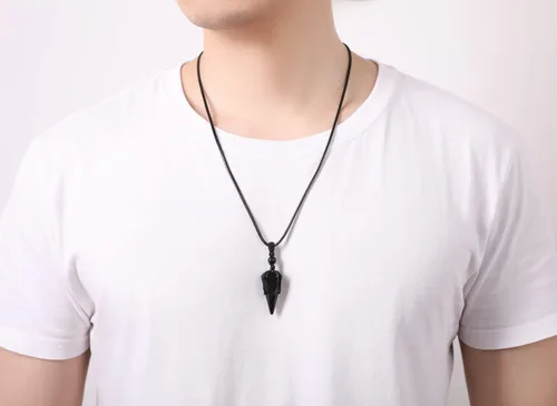 Miniatura 4 de XIANNVXI Collar puntiagudo con piedra de cristal curativo, cuerda negra ajustable, collar con colgante de piedras preciosas naturales, joyería