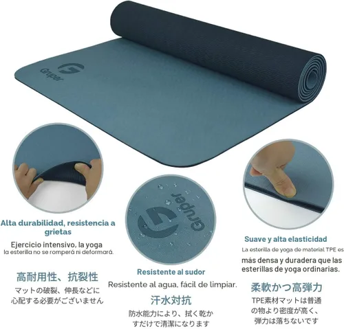Miniatura 4 de Tapete de yoga antideslizante, ecológico, con funda de transporte, tapete de yoga profesional para mujeres, tapete de entrenamiento para el hogar