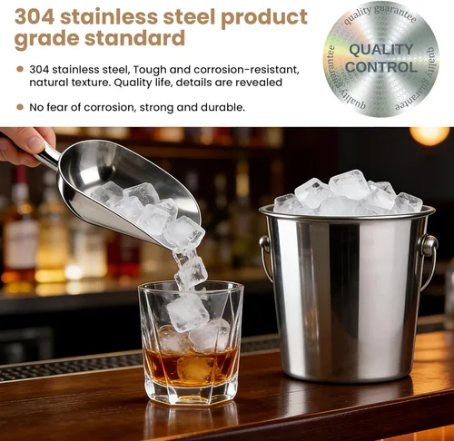 Miniatura 7 de Cuchara de hielo de acero inoxidable 304 de 8 onzas para congelador y máquina de hielo, paquete de 2 unidades, cuchara de metal resistente, apta