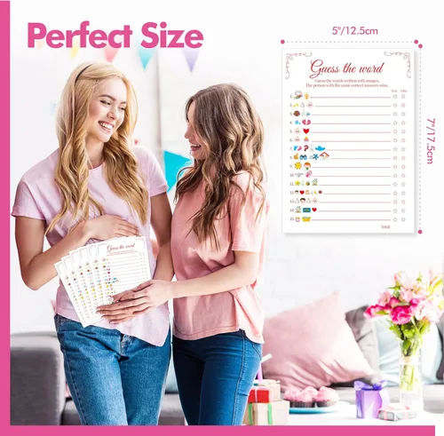 Miniatura 3 de 55 piezas de juegos de baby shower, tarjetas de predicciones y adivina la frase con respuestas incluidas, juegos de baby shower divertidos de género