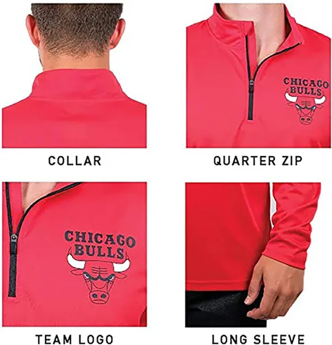 Miniatura 4 de Ultra Game Camiseta oficial de la NBA de manga larga con cremallera corta para hombre Color del