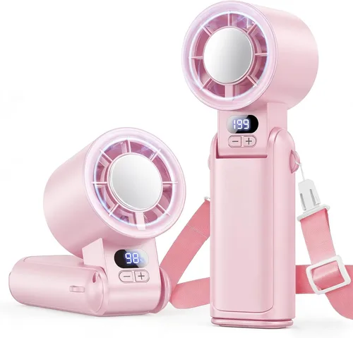 Miniatura 11 de Ventilador turbo portátil de mano, 1-199 velocidades ajustables con pantalla LED, motor de alta potencia, batería recargable, mini ventiladores