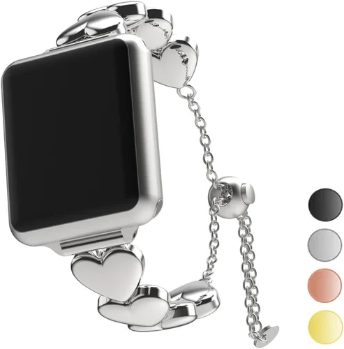 Miniatura 8 de Compatible con Apple Watch Band para mujer y hombre de 1.614 in 1.575 in 1.496 in 1.732 in 1.772 in 1.654 in Ultra 1.929 in, pulsera de metal