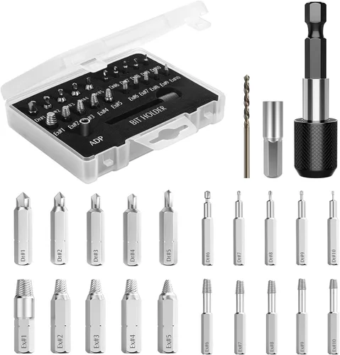 Miniatura 11 de Nuovoware Juego de Extractor de Tornillos Dañados, 6 Piezas Easy Out Herramientas de Broca para Tornillos Pelados, Tuercas y Pernos, Kit Extractor