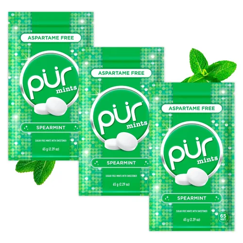 Miniatura 28 de PUR Mentas Mentas para aliento fresco sin aspartame Elaboradas con xilitol Sin azúcar, veganas, sin gluten Sabor natural a menta piperita