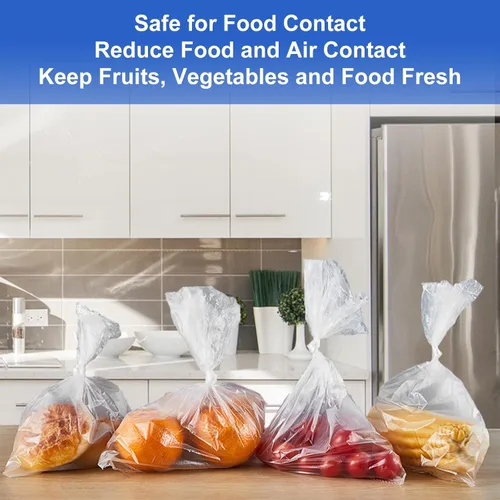 Miniatura 6 de LabelMore Bolsas de plástico de 14 x 20 pulgadas en rollo, transparentes, bolsas de almacenamiento de alimentos para pan, verduras, frutas y carne
