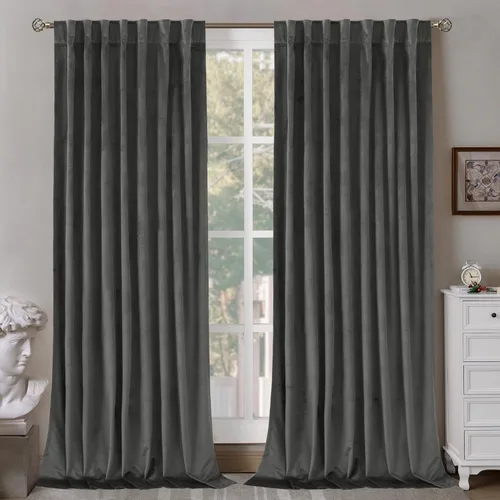 Miniatura 52 de BGment Cortinas de terciopelo rosa polvoriento, 2 paneles de 84 pulgadas, 2 paneles para sala de estar, aislamiento térmico de lujo, reducen