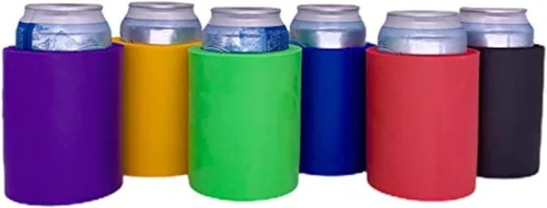 Enfriador de latas de espuma gruesa en blanco de la vieja escuela (variedad de colores, paquete de 6 6 paquete