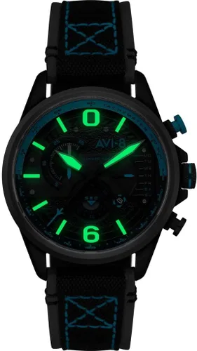 Miniatura 3 de AVI-8 Reloj Hawker Harrier Dual Retrograde Cronógrafo Correa de Cuero Genuino