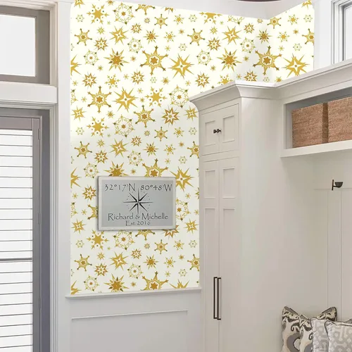 Miniatura 13 de Calcomanías de pared con estrella dorada, diseño retro de explosión de estrellas, calcomanías para dormitorio, sala de estar, decoración de techo