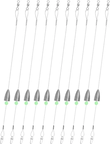 Carolina Rigs para pesca, líderes de pesca de acero de 12 pulgadas con peso de pesca, aparejos Carolina preaparejados con peso de pesca de 1/6