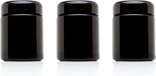 Miniatura 8 de Infinity Jars Tarro alto de rosca de 1.7 fl oz (1.7 fl oz), recipiente hermético de vidrio negro UV a prueba de olores para café, té, productos
