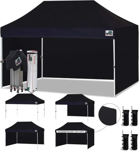 Miniatura 26 de Eurmax Tienda de campaña desplegable de 8 x 8 de Estados Unidos, con bolsa rodante patentada sin puntas, 4 paredes extraíbles con cremallera, toldo