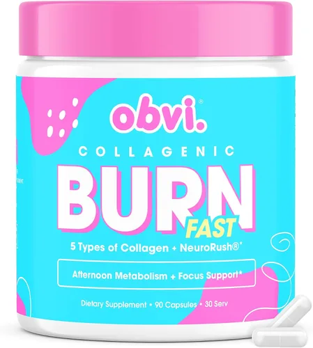 Obvi Multi Collagen Burn Fast | Péptidos de colágeno hidrolizados tipos I, II, III, V, X | Keto y sin gluten | 30 porciones