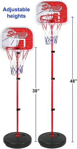 Miniatura 4 de Kiddie Play - Juego de aro de baloncesto para niños con 3 bolas Soporte de altura ajustable de 2 a 4 pies para jugar en interiores y exteriores