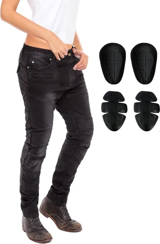 Skylinewears Women's Reinforced Motorcycle Riding Jeans Biker Racing Pants with Aramid Lining and Removable Padding