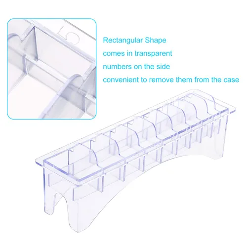 Miniatura 5 de Estuche organizador rectangular para cortar el cabello, peine guía de plástico, caja de almacenamiento de 10 bloques, herramientas universales