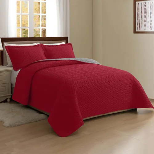Miniatura 6 de Elegant Comfort Juego de colcha reversible acolchada de 3 piezas con fundas de almohada, exquisitas costuras majestuosas para todas las estaciones