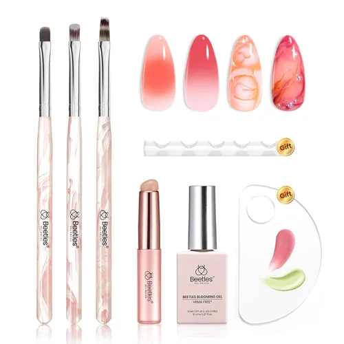 Miniatura 34 de Beetles - Juego de esmaltes de uñas de gel para boda, 6 colores, color nude, rosa, malva, blanco, con brillantina, para remojar con luz UV LED, arte