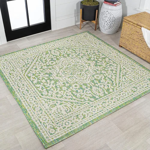 Miniatura 135 de Eyely BMS101D-28 - Alfombra de pasillo con textura de medallón de Santa Mónica Slesi, para interiores y exteriores, estilo costero, bohemio, Gris