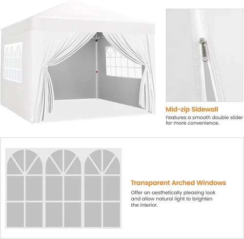 Miniatura 7 de Yaheetech Toldo desplegable de 10 x 10 pies con 4 paredes laterales extraíbles, tienda instantánea cerrada portátil, tienda de campaña impermeable