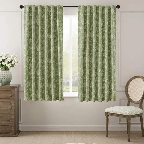 Miniatura 41 de jinchan Cortinas Opacas Florales para Dormitorio, 63 Pulgadas de Largo Cortinas Opacas con Estampado de Flores, Estilo Campo Francés con Pestañas