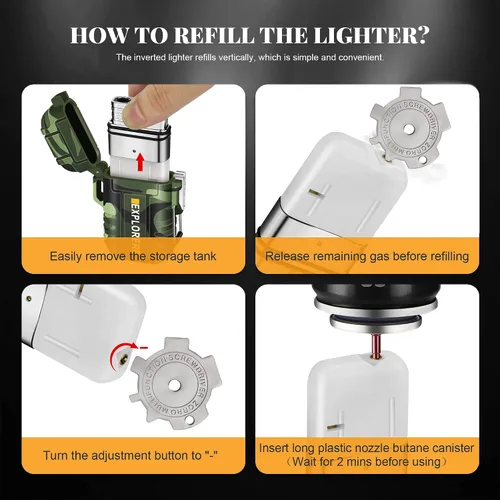 Miniatura 3 de SAMNIU Encendedor de antorcha, doble llama de chorro, impermeable, resistente al viento, encendedores de gas butano recargables para supervivencia