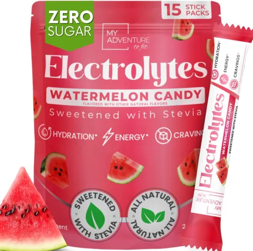 Miniatura 10 de Polvo de electrolitos sin azúcar - Sabor a caramelo de sandía - Hidratación refrescante - Energía sin cafeína con ingredientes totalmente naturales