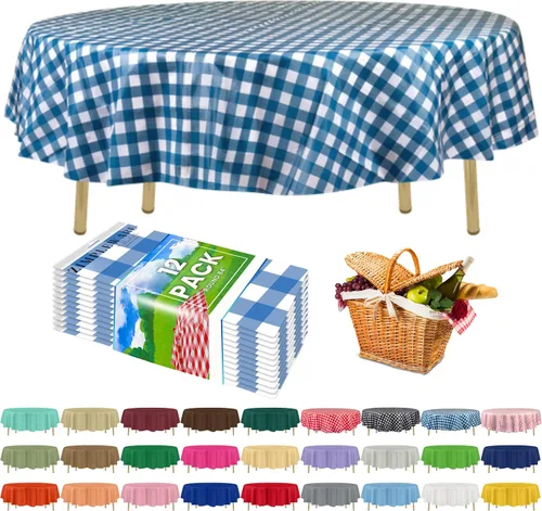Miniatura 37 de Zimpleware - Mantel redondo de plástico para fiestas de 213 cm (84 pulgadas) de diámetro (paquete de 1, 6 y 12 unidades)