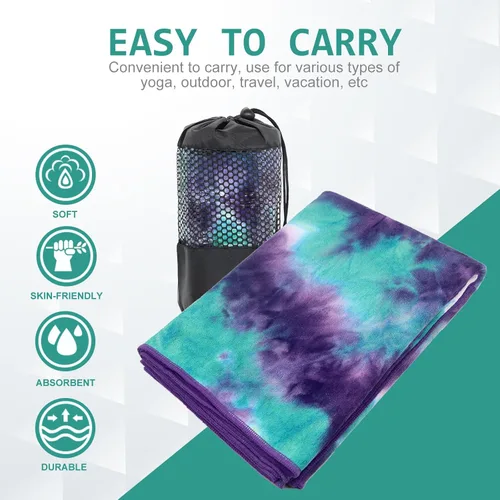 Miniatura 6 de Eunzel Paquete de 2 Toallas de Yoga Caliente con Punto de Agarre, Toalla de Tapete de Yoga Antideslizante Absorbente de Sudor para Yoga Caliente