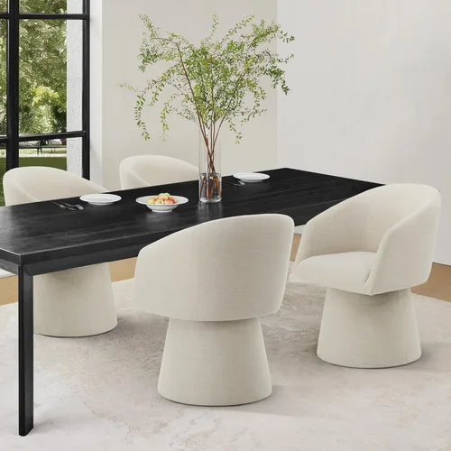Miniatura 36 de KISLOT Juego de 4 sillas de comedor giratorias, tapizadas de mediados de siglo con respaldo alto, sillas de cocina de tela de lino para comedor, Una