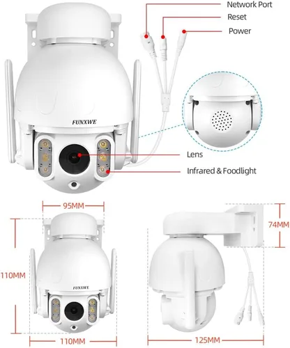 Miniatura 7 de Cámara IP de seguridad PTZ con zoom óptico de 5MP 5X, WiFi 2.4GHz 5GHz Movimiento Auto Tracking Pan Tilt Dome Cámara, detección de movimiento sirena
