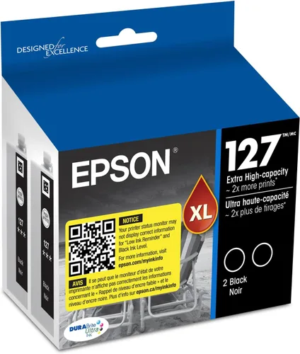 Miniatura 8 de Epson 127 DURABrite Ultra Ink Black Paquete de cartuchos dobles para NX-530, NX-625, WF-3520, WF-3530, WF-3540, WF-545, WF-60, WF-630, WF-633