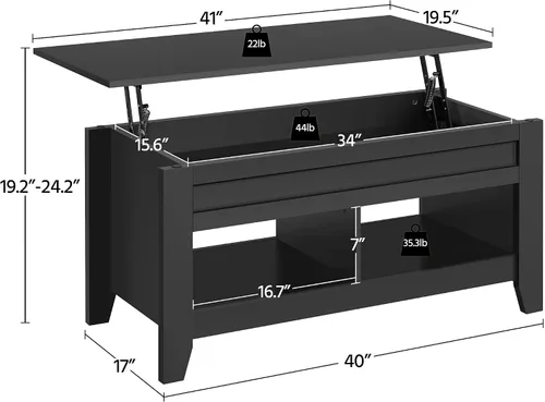 Miniatura 2 de Topeakmart Mesa auxiliar elevable con compartimento de almacenamiento oculto y estante abierto, mesa de cóctel de granja para sala de estar