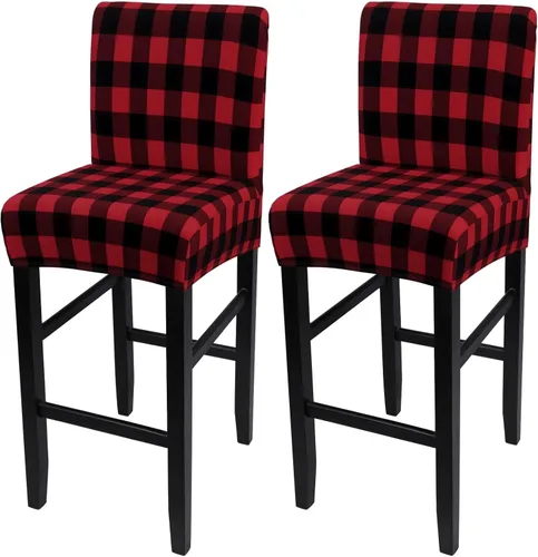 Miniatura 48 de SearchI Juego de 4 fundas para taburetes de bar, fundas de asientos de taburetes elásticas y lavables, fundas para sillas de altura de mostrador