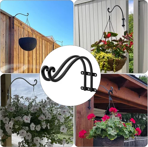 Miniatura 7 de Paquete de 4 ganchos para plantas al aire libre, cesta colgante de 12 pulgadas para plantas al aire libre, soporte resistente para colgar plantas