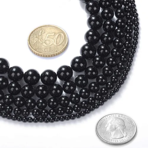 Miniatura 7 de Cuentas sueltas de ágata natural negra de 0.315 in Cuentas redondas de piedra para hacer pulseras joyería aprox. 48/pcs