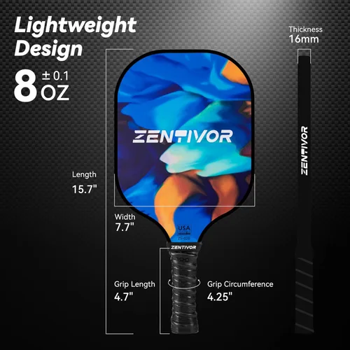 Miniatura 7 de Paletas de pickleball ligeras de carbono – Palas de pickleball USAPA para mujeres, hombres, principiantes e intermedios Superficie arenosa, diseño