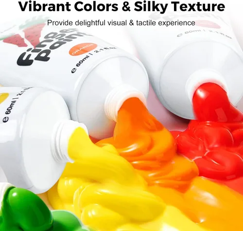 Miniatura 4 de Jar Melo Pinturas de dedos lavables para niños pequeños, 7 colores de gran capacidad (2.1 onzas líquidas), pintura de bebé no tóxica para manos