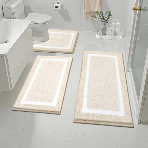 Miniatura 60 de Pauwer Juego de baño, alfombras de baño antideslizantes, alfombras de ducha absorbentes para suelo de baño, bañera y ducha, color azul aguamarina