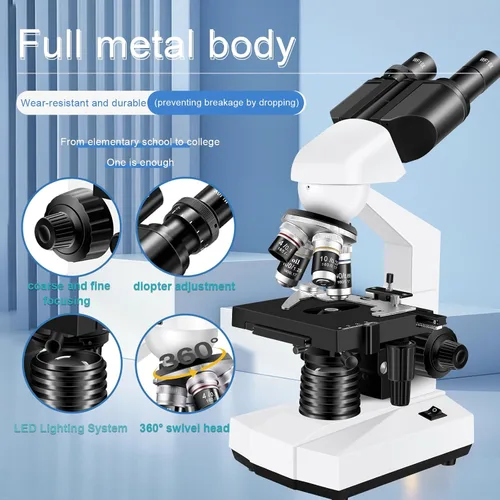 Miniatura 7 de Microscopio para adultos con oculares WF10x y WF25x, aumento de 40X-2000X, cámara USB, microscopio para adultos adecuado para laboratorio y escuela