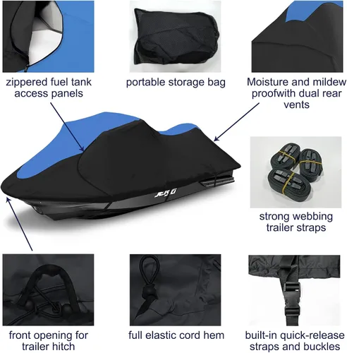 Miniatura 2 de Funda para moto acuática 600D – Cubierta de Seadoo remolque, cubierta impermeable para motos acuáticas, cubierta PWC para Seadoo, Yamaha, Kawasaki