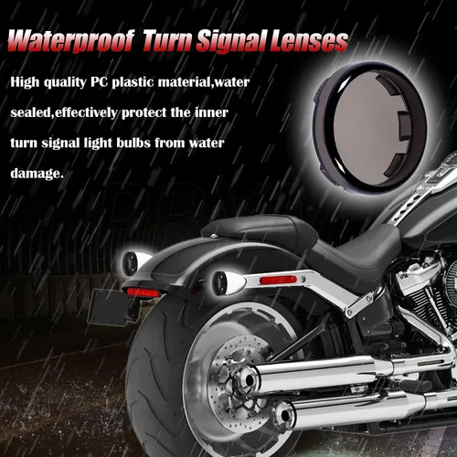 Miniatura 6 de PBYMT 1157 Luz LED de señal de giro frontal de 2 pulgadas, kit de cubierta de lente ahumada de bala compatible con Harley Davidson Dyna Softail