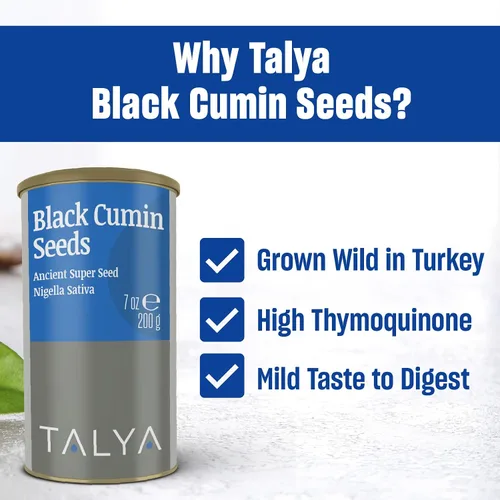 Miniatura 4 de TALYA Semillas de comino negro, 7 oz (200 g) – Semilla antigua de alta calidad, Nigella Sativa, apoyo inmunológico, alta timoquinona, sin gluten