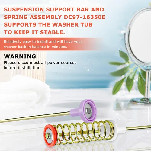 Miniatura 7 de Varillas de suspensión WA45H7000AW/A2 WA45H7200AW/A2 WA422PRHDWR/AA (65.5cm) para lavadora Samsung WA400PJHDWR WA5451ANW WA45N3050AW/A4