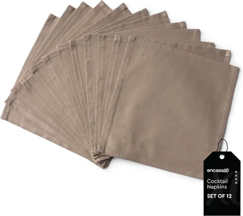 Miniatura 72 de Encasa XO Cocktail Cloth Napkins Set of 12 Pure Cotton Table Napkin Size (9"x9") B Grey Solid Machine Washable