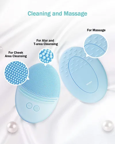 Miniatura 2 de EZBASICS Cepillo de limpieza facial, cepillo facial vibratorio sónico impermeable para limpieza profunda, exfoliante suave y masaje, carga inductiva