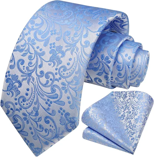 Miniatura 260 de Corbatas florales tejidas clásicas para hombre, corbata cuadrada de bolsillo, corbatas formales para hombres, boda con pañuelo