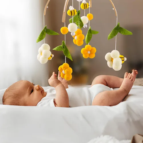 Miniatura 5 de Baby Bee & Flower - Cuna y moisés móvil – Decoración relajante de guardería para niñas y niños – A partir de 0 años rocket